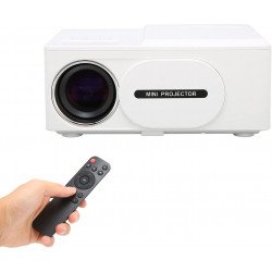 WIFI 1080P Mini Projector Full HD Multimedia Home Theater Movie Projector with Speaker, Support HDMI, AV, Micro SD, USB C for Universal Cell Phone, Device and More (White)