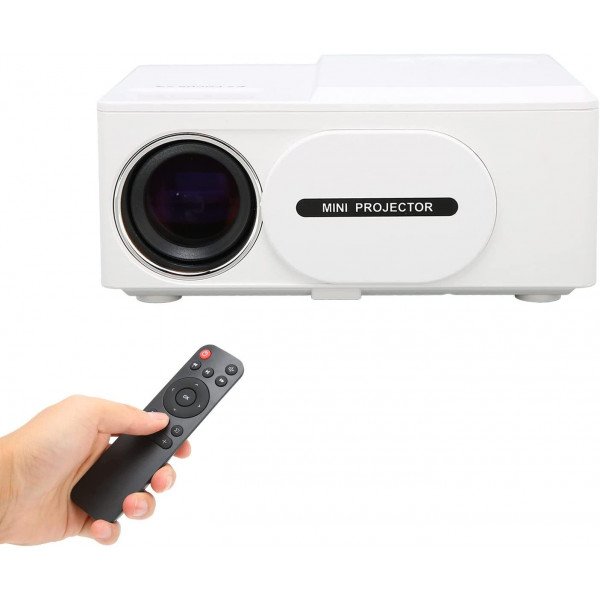 Wholesale WIFI 1080P Mini Projector Full HD Multimedia Home Theater Movie Projector with Speaker, Support HDMI, AV, Micro SD, USB C for Universal Cell Phone, Device and More (White)