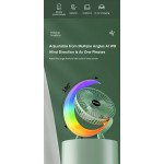 Wholesale RGB LED Cooling Stand Fan with Moon Crest Light - Portable USB-C Rechargeable 3-Speed Manual Rotating Fan S14 for Universal Cell Phone And Bluetooth Device (Blue)