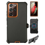 Heavy Duty Armor Robot Case with Clip for Samsung Galaxy S23 Plus 5G (Black Orange)