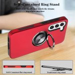 Wholesale Glossy Dual Layer Armor Hybrid Stand Metal Plate Flat Ring Case for Samsung Galaxy S23 5G (Red)