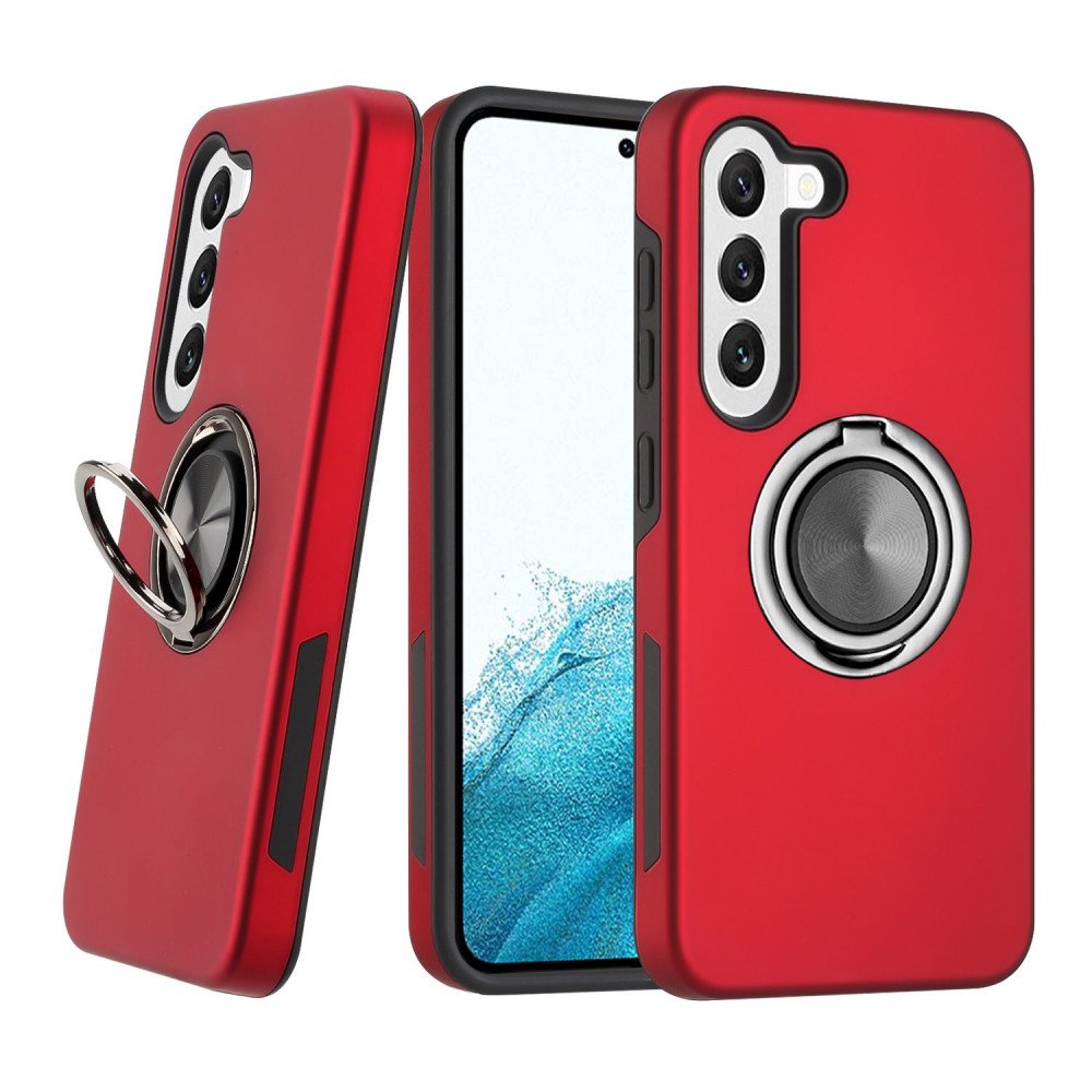 Wholesale Glossy Dual Layer Armor Hybrid Stand Metal Plate Flat Ring Case for Samsung Galaxy S23 Plus 5G (Red) Wholesale Glossy Dual Layer Armor Hybrid Stand Metal Plate Flat Ring Case for Samsung Galaxy S23 Plus 5G (Red)