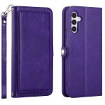 Wholesale Premium PU Leather Folio Wallet Front Cover Case with Card Holder Slots and Wrist Strap for Samsung Galaxy S23 FE (Purple)