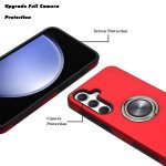 Wholesale Glossy Dual Layer Armor Hybrid Stand Metal Plate Flat Ring Case for Samsung Galaxy S24 Plus 5G (Red)