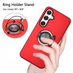 Wholesale Glossy Dual Layer Armor Hybrid Stand Metal Plate Flat Ring Case for Samsung Galaxy S24 5G (Red)