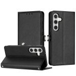 Wholesale Premium PU Leather Folio Wallet Front Cover Case with Card Holder Slots and Wrist Strap for Samsung Galaxy S24 Plus 5G (Black)