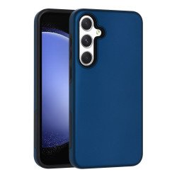 Glossy Dual Layer Armor Defender Hybrid Protective Case Cover for Samsung Galaxy S24 Plus 5G (Navy Blue)