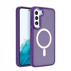 Magnetic Magsafe Enhanced with Stainless Camera Edge & Button Shields Hybrid Cover Case for Samsung Galaxy S24 5G (Purple)