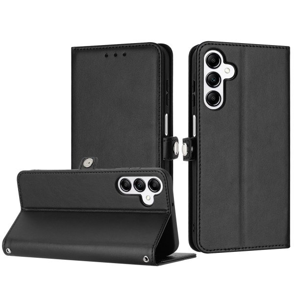 Wholesale Premium PU Leather Folio Wallet Front Cover Case with Card Holder Slots and Wrist Strap for Samsung Galaxy S24 FE 5G (Black)