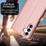 Wholesale Premium PU Leather Folio Wallet Front Cover Case with Card Holder Slots and Wrist Strap for Samsung Galaxy S24 FE 5G (Purple)