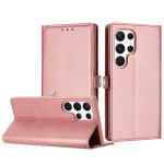 Wholesale Premium PU Leather Folio Wallet Front Cover Case with Card Holder Slots and Wrist Strap for Samsung Galaxy S24 Ultra 5G (Rose Gold)