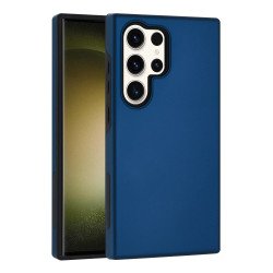 Glossy Dual Layer Armor Defender Hybrid Protective Case Cover for Samsung Galaxy S24 Ultra 5G (Navy Blue)