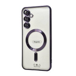 Transparent Electroplated Chrome Magnetic Magsafe Circle TPU Cover Case With Camera Lens Protection for Samsung Galaxy S25 5G (Purple) Transparent Electroplated Chrome Magnetic Magsafe Circle TPU Cover Case With Camera Lens Protection for Samsung Galaxy S25 5G (Purple)