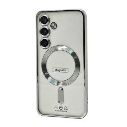 Transparent Electroplated Chrome Magnetic Magsafe Circle TPU Cover Case With Camera Lens Protection for Samsung Galaxy S25 5G (Silver) Transparent Electroplated Chrome Magnetic Magsafe Circle TPU Cover Case With Camera Lens Protection for Samsung Galaxy S25 5G (Silver)