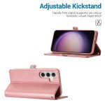 Wholesale Premium PU Leather Folio Wallet Front Cover Case with Card Holder Slots and Wrist Strap for Samsung Galaxy S25 5G (Red)