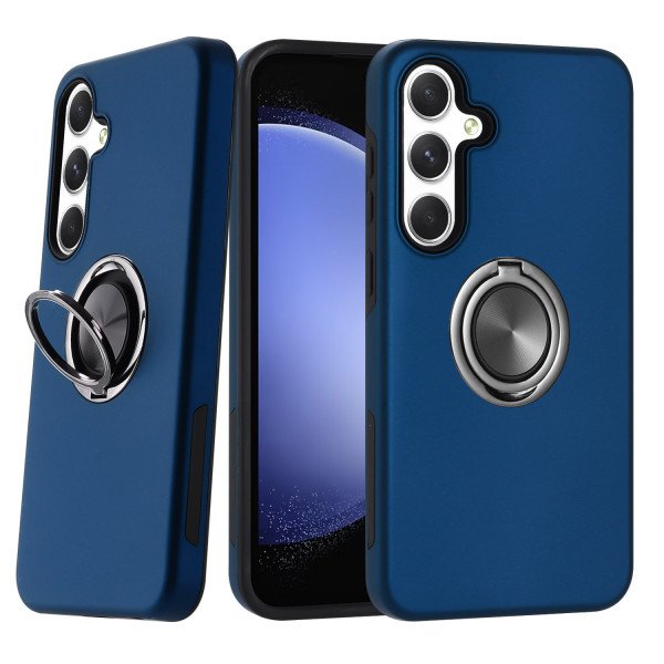 Wholesale Dual Layer Armor Hybrid Stand Ring Case for Samsung Galaxy S25 5G (Navy Blue)