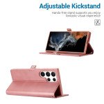 Wholesale Premium PU Leather Folio Wallet Front Cover Case with Card Holder Slots and Wrist Strap for Samsung Galaxy S25 Ultra 5G (Rose Gold)