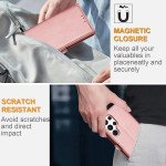 Wholesale Premium PU Leather Folio Wallet Front Cover Case with Card Holder Slots and Wrist Strap for Samsung Galaxy S25 Ultra 5G (Rose Gold)