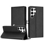Wholesale Premium PU Leather Folio Wallet Front Cover Case with Card Holder Slots and Wrist Strap for Samsung Galaxy S25 Ultra 5G (Black)