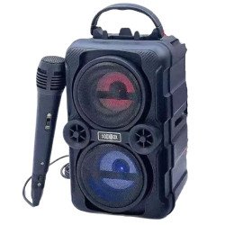 Portable Bluetooth Speaker with Dual 3.5" Bass, Karaoke Microphone, and Vibrant LED Lights – Ultimate Outdoor Party Sound System (Black)