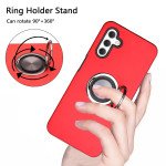 Wholesale Glossy Dual Layer Armor Hybrid Stand Metal Plate Flat Ring Case for Samsung Galaxy A04 (Red)