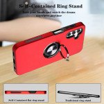 Wholesale Glossy Dual Layer Armor Hybrid Stand Metal Plate Flat Ring Case for Samsung Galaxy A04 (Red)