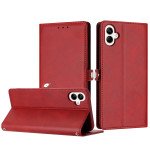 Wholesale Premium PU Leather Folio Wallet Front Cover Case with Card Holder Slots and Wrist Strap for Samsung Galaxy A06 5G (Red)