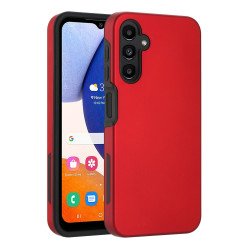 Glossy Dual Layer Armor Defender Hybrid Protective Case Cover for Samsung Galaxy A14 5G (Red)