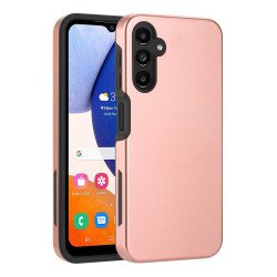 Glossy Dual Layer Armor Defender Hybrid Protective Case Cover for Samsung Galaxy A14 5G (Rose Gold)