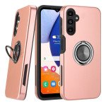 Dual Layer Armor Hybrid Stand Ring Case for Samsung Galaxy A14 5G (Rose Gold)