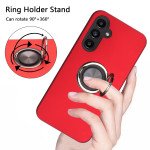 Wholesale Glossy Dual Layer Armor Hybrid Stand Metal Plate Flat Ring Case for Samsung Galaxy A34 5G (Red)