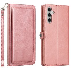 Premium PU Leather Folio Wallet Front Cover Case with Card Holder Slots and Wrist Strap for Samsung Galaxy A34 5G (Rose Gold) Premium PU Leather Folio Wallet Front Cover Case with Card Holder Slots and Wrist Strap for Samsung Galaxy A34 5G (Rose Gold)