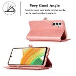 Wholesale Premium PU Leather Folio Wallet Front Cover Case with Card Holder Slots and Wrist Strap for Samsung Galaxy A34 5G (Rose Gold)