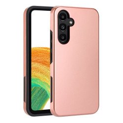 Glossy Dual Layer Armor Defender Hybrid Protective Case Cover for Samsung Galaxy A34 5G (Rose Gold)