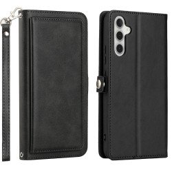Premium PU Leather Folio Wallet Front Cover Case with Card Holder Slots and Wrist Strap for Samsung Galaxy A54 5G (Black) Premium PU Leather Folio Wallet Front Cover Case with Card Holder Slots and Wrist Strap for Samsung Galaxy A54 5G (Black)