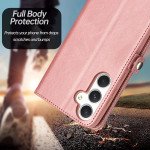 Wholesale Premium PU Leather Folio Wallet Front Cover Case with Card Holder Slots and Wrist Strap for Samsung Galaxy A55 5G (Rose Gold)