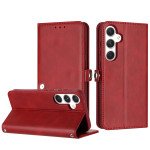 Wholesale Premium PU Leather Folio Wallet Front Cover Case with Card Holder Slots and Wrist Strap for Samsung Galaxy A55 5G (Red)