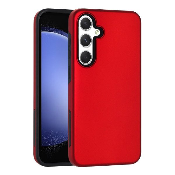 Wholesale Glossy Dual Layer Armor Defender Hybrid Protective Case Cover for Samsung Galaxy A55 5G (Red)