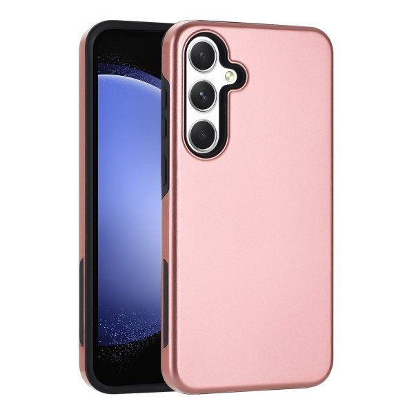 Wholesale Glossy Dual Layer Armor Defender Hybrid Protective Case Cover for Samsung Galaxy A55 5G (Rose Gold)