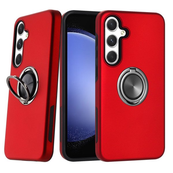 Wholesale Dual Layer Armor Hybrid Stand Ring Case for Samsung Galaxy A55 5G (Red)