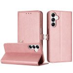 Wholesale Premium PU Leather Folio Wallet Front Cover Case with Card Holder Slots and Wrist Strap for Samsung Galaxy A15 5G (Rose Gold)