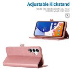 Wholesale Premium PU Leather Folio Wallet Front Cover Case with Card Holder Slots and Wrist Strap for Samsung Galaxy A15 5G (Rose Gold)