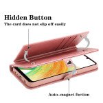 Wholesale Premium PU Leather Folio Wallet Front Cover Case with Card Holder Slots and Wrist Strap for Samsung Galaxy A24 4G (Navy Blue)