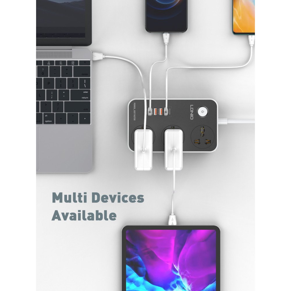 Phone Power Socket Wholesale 3-Outlet Power Socket, 4 USB Ports, 38W Fast Charging USB-C ...