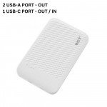 Wholesale USB/Type-C Outputs Ultra Slim 5000mAh Universal Battery Pack Portable Charger Power Bank SL05DD for Universal Cell Phone And Devices (White)