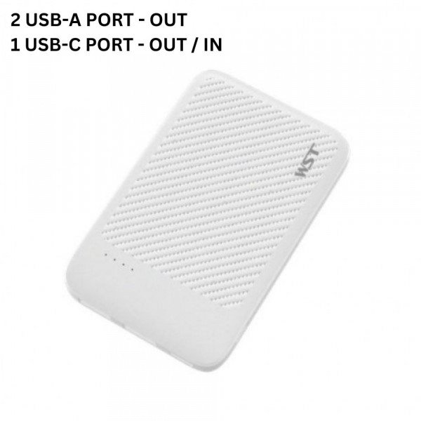 Wholesale USB/Type-C Outputs Ultra Slim 5000mAh Universal Battery Pack Portable Charger Power Bank SL05DD for Universal Cell Phone And Devices (White)