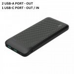 Wholesale USB/Type-C Outputs Ultra Slim 10000mAh Universal Battery Pack Portable Charger Power Bank SL10DD for Universal Cell Phone And Devices (Black)