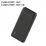 Wholesale USB/Type-C Outputs Ultra Slim 20000mAh Universal Battery Pack Portable Charger Power Bank SL20DD for Universal Cell Phone And Devices (Black)