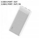 Wholesale USB/Type-C Outputs Ultra Slim 20000mAh Universal Battery Pack Portable Charger Power Bank SL20DD for Universal Cell Phone And Devices (White)