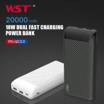 Wholesale USB/Type-C Outputs Ultra Slim 20000mAh Universal Battery Pack Portable Charger Power Bank SL20DD for Universal Cell Phone And Devices (Black)